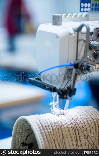 Sewing Machine in Factory.. Sewing Machine, close up
