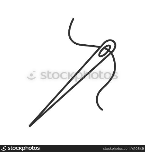 Sewing needle with thread linear icon. Thin line illustration. Tailoring. Contour symbol. Vector isolated outline drawing. Sewing needle with thread linear icon