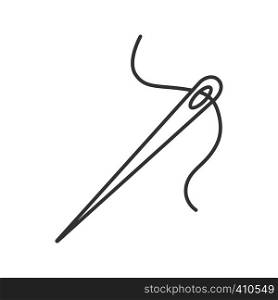 Sewing needle with thread linear icon. Thin line illustration. Tailoring. Contour symbol. Vector isolated outline drawing. Sewing needle with thread linear icon