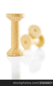 sewing spools on white background