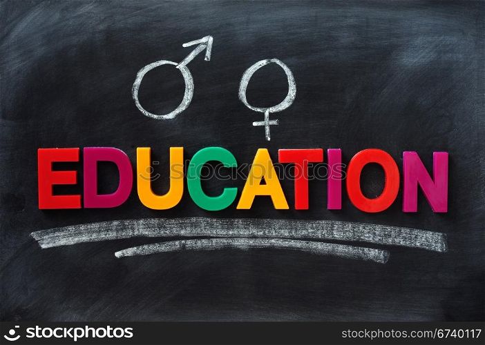 Sex education concept on a smudged blackboard