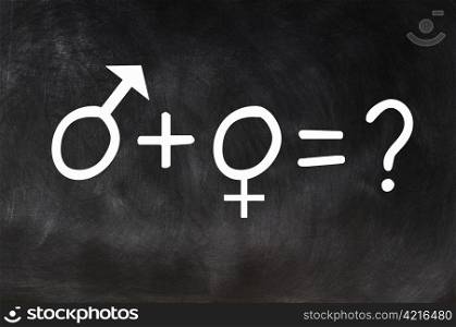 Sex symbols concept and formula on a blackboard