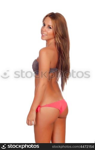 Sexy and beautiful woman with biquini isolated on a white background