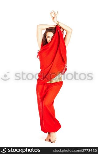 sexy arabian dancer on white isolated background