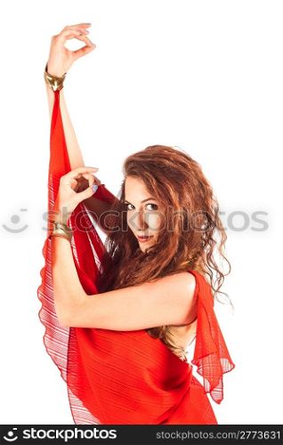 sexy arabian dancer on white isolated background