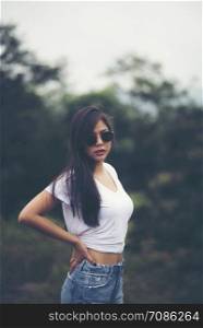 sexy Asian women in white shirt