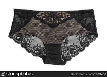 Sexy black lace panties. Isolate on white.