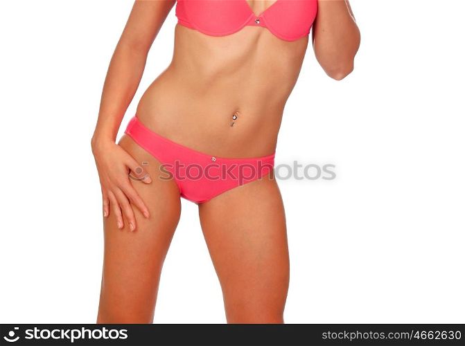 Sexy body woman with bikini isolated on a white background