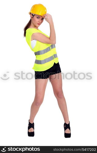 Sexy female construction worker.