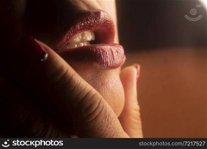 Sexy latin lady with full cute lips photo.
