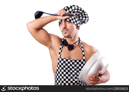 Sexy male cook isolated on the white