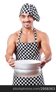 Sexy male cook isolated on the white