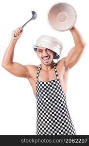 Sexy male cook isolated on the white