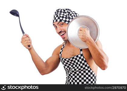 Sexy male cook isolated on the white