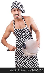 Sexy male cook isolated on the white