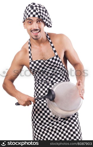 Sexy male cook isolated on the white