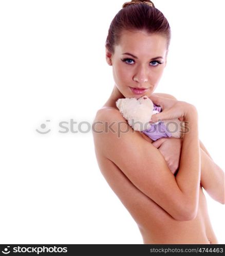 Sexy nude model isolated on white