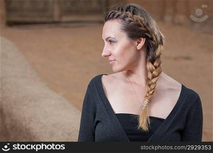 Sexy Russian Braided Girl - portrait of the pretty brown haired women