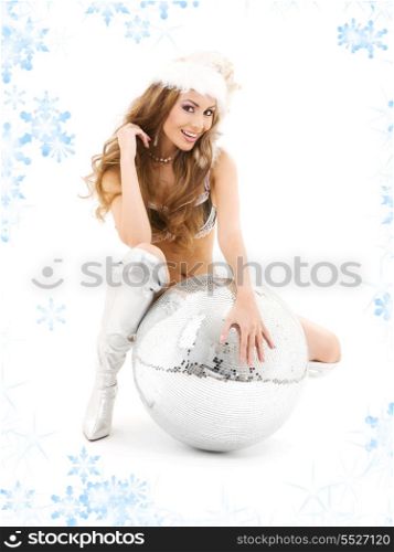 sexy santa helper with big disco ball