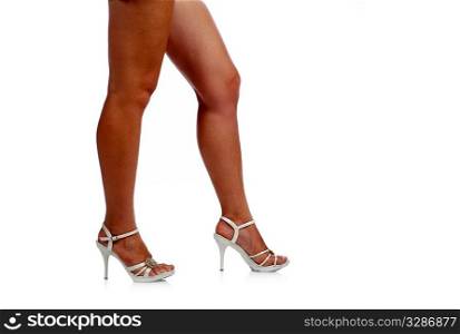 sexy slim legs isolated on white