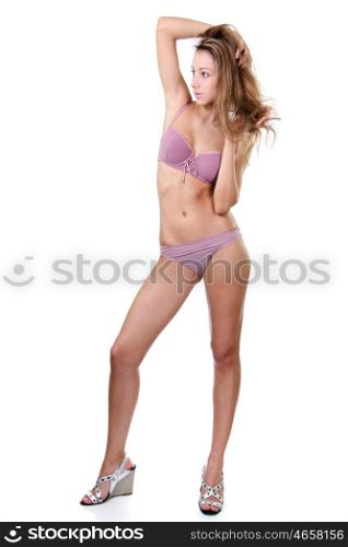 Sexy underwear model isolated on white