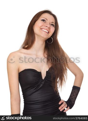 Sexy woman in evening dress, isolated on white background
