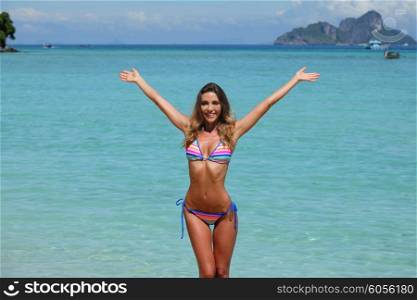 Sexy woman on beach. Sexy woman in bikini on beach in Thailand