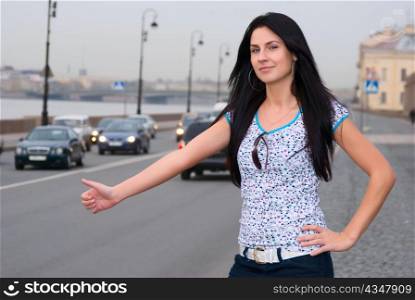 sexy woman stopping car