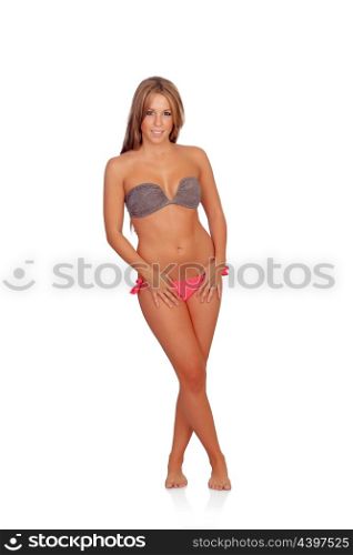 Sexy woman with bikini isolated on a white background