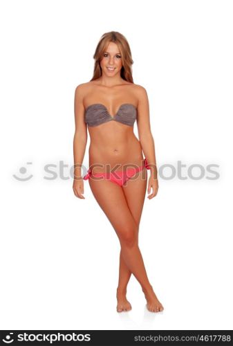 Sexy woman with bikini isolated on a white background