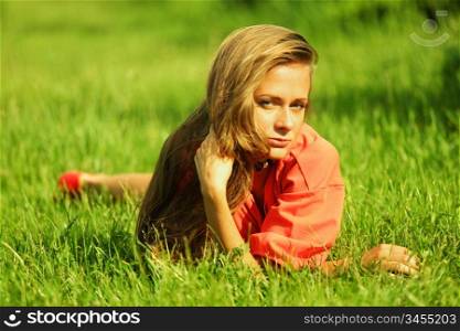 sexy women on green grass