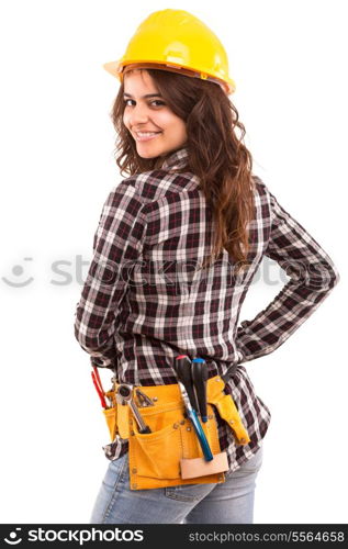 Sexy young woman construction worker