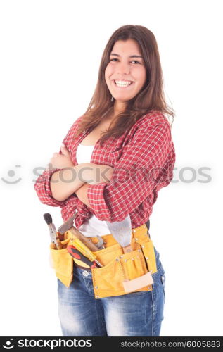 Sexy young woman construction worker