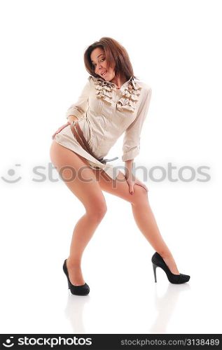 Sexy young woman. Isolated over white.