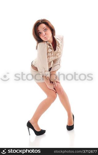 Sexy young woman. Isolated over white.