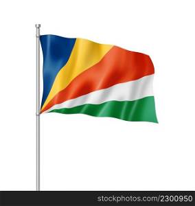 Seychelles flag, three dimensional render, isolated on white. Seychelles flag isolated on white