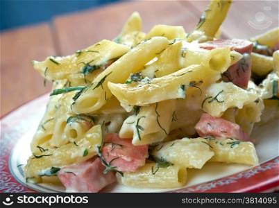 Sformato di pasta - baked penne pasta with sausage and onions