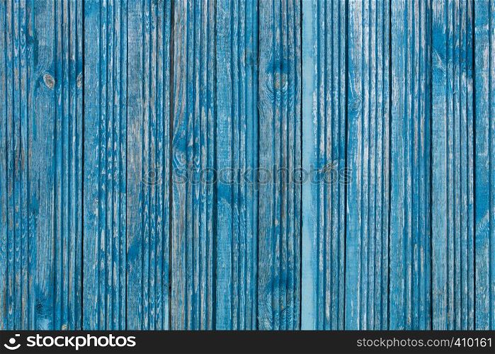 Shabby blue paint on old wooden boards and wood texture. Old wooden boards and shabby paint, wood texture