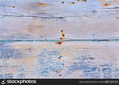 Shabby blue painted boards with small holes