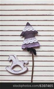 Shabby Christmas toys in white and black colors. Shabby Christmas toys