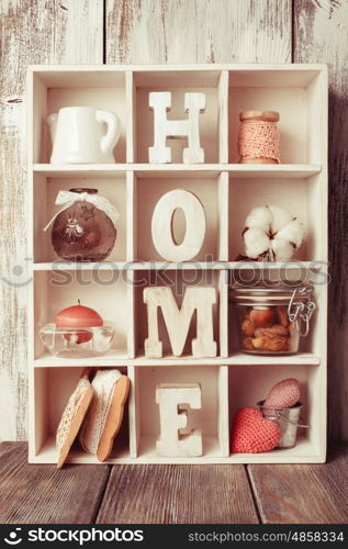 Shadow box with wooden letters home and cozy things. The Shadowbox home