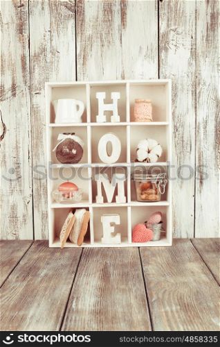 Shadow box with wooden letters home and cozy things. The Shadowbox home