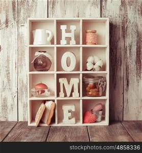 Shadow box with wooden letters home and cozy things. The Shadowbox home