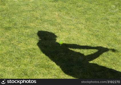 Shadow of a person on the grass