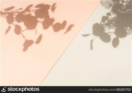 Shadow of leaves on the wall, summer relax background. Shadow of leaves on the wall
