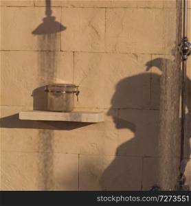 Shadow of woman in shower