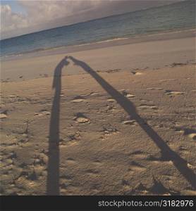 Shadow on beach at Parrot Cay