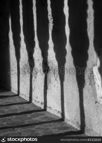 Shadow on wall, Villa Rufolo, Ravello, Amalfi Coast, Salerno, Campania, Italy