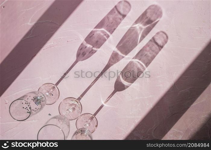 shadows made from glasses table