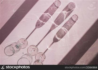 shadows made from glasses table